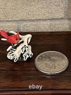 Dolls House Bronze Ornament By Olszewski Miniatures Winter Red Cardinal Bird