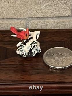 Dolls House Bronze Ornament By Olszewski Miniatures Winter Red Cardinal Bird