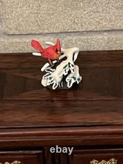 Dolls House Bronze Ornament By Olszewski Miniatures Winter Red Cardinal Bird