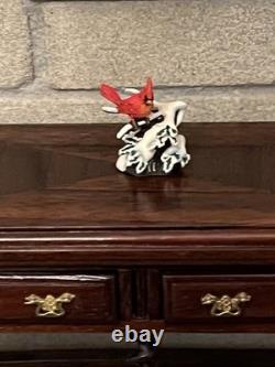 Dolls House Bronze Ornament By Olszewski Miniatures Winter Red Cardinal Bird
