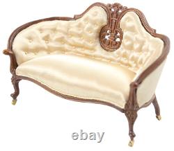 Dolls House Champagne Victorian Sofa JBM Miniature Walnut Living Room Furniture