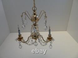 Dolls House Chandelier 3 Arm Crystal Pieces 12V Electrics Miniature 112th Scale