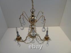 Dolls House Chandelier 3 Arm Crystal Pieces 12V Electrics Miniature 112th Scale