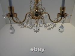 Dolls House Chandelier 3 Arm Crystal Pieces 12V Electrics Miniature 112th Scale