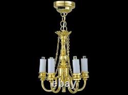 Dolls House Chandelier 5 Up Arm Ceiling Light Battery Miniature 112 Scale (JMS)