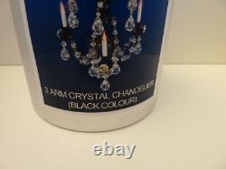 Dolls House Chandelier Black 3 Arm Crystal Electrics 12V Miniature 112th Scale
