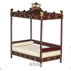 Dolls House Chinese Mahogany Double Four Poster Day Bed JBM Bedroom Furniture