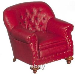 Dolls House Club Armchair 1880 Red Leather JBM Miniature Living Room Furniture