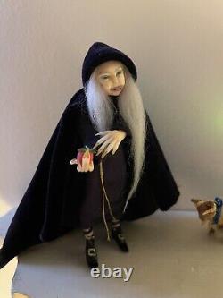 Dolls House Doll 1/12th Scale Hag OOAK Realistic Miniature Handmade Old Woman