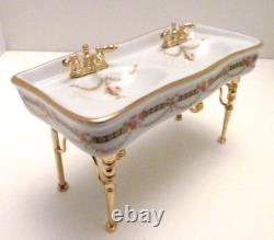 Dolls House Double Sink Victorian Rose Reutter Porcelian Miniature 112th Scale