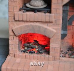 Dolls House Fireplace Handmade Red Brick Colonial Miniature Fireplace