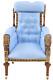 Dolls House French Blue And Walnut Armchair Jbm Miniature Living Room Furniture