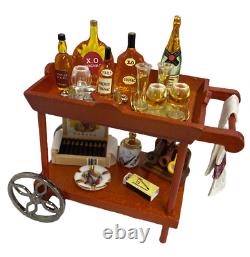 Dolls House Gentleman's Drink Cart Serving Trolley Miniature Reutter Furniture