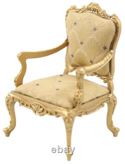 Dolls House Gold Louis XV Rococo Armchair Miniature JBM Living Room Furniture
