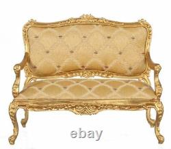 Dolls House Gold Louis XV Rococo Gold Sofa Settee Miniature JBM Furniture 112
