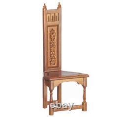 Dolls House Gothic Tall Back Side Chair JBM Miniature Walnut Dining Furniture