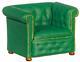 Dolls House Green Leather Chesterfield Armchair Jbm Living Room Furniture 112