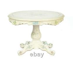 Dolls House Hand Painted Round White Table JBM Miniature Dining Room Furniture
