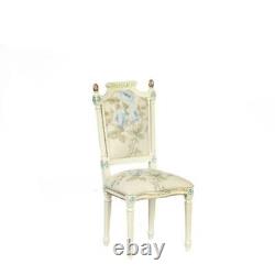 Dolls House Hand Painted White Floral Chair JBM Miniature Dining Room Furniture