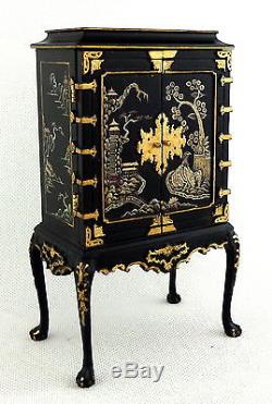 Dolls House Handpainted Black Chinese Cabinet on Legs Miniature112 Furniture