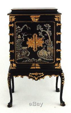 Dolls House Handpainted Black Chinese Cabinet on Legs Miniature112 Furniture
