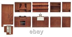 Dolls House Kitchen Furniture Set Walnut JBM Miniature