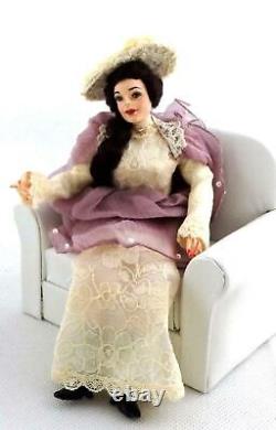 Dolls House Lady in Lilac Figure Joan Character Miniature Falcon People 112