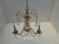 Dolls House Lighting 12V Miniature 112th Scale 3 Arm Real Crystal Chandelier