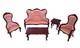 Dolls House Living Room Furniture Set Regency Style Mahogany & Pink 112 Suite