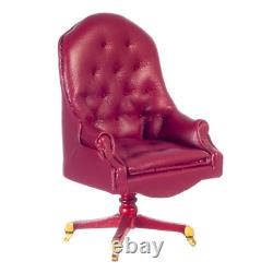 Dolls House Mahogany Red Resolute Desk Chair Miniature Office Study Furniture
