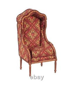 Dolls House Medieval Porter's Chair Hooded Red Walnut JBM Miniature Furniture