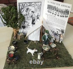 Dolls House Miniature 1/12th Scale Bespoke hand made 1960 cub camp and cub doll