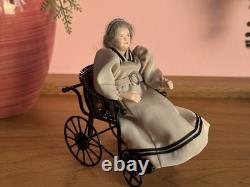 Dolls House Miniature 112 Scale Artisan Doll With Vintage Style Wheelchair