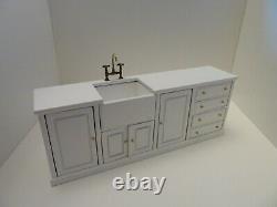 Dolls House Miniature 112th JBM Kitchen Furniture White Sink Unit & Wall Shelf