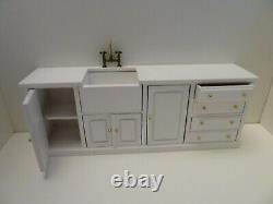 Dolls House Miniature 112th JBM Kitchen White Sink Unit & Wall Shelf Not 100%