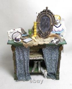 Dolls House Miniature ARTISAN SIGNED DAVID WARD FILLED DRESSING TABLE