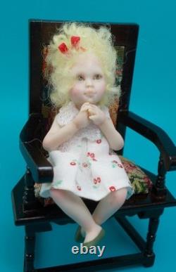 Dolls House Miniature Artisan Carol McBride GIRL CHILD CHERRY DRESS