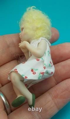 Dolls House Miniature Artisan Carol McBride GIRL CHILD CHERRY DRESS