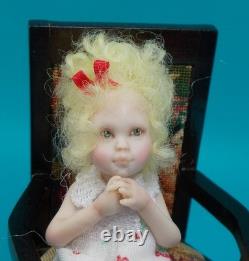 Dolls House Miniature Artisan Carol McBride GIRL CHILD CHERRY DRESS