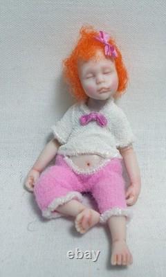 Dolls House Miniature Artisan Carol McBride GIRL CHILD DOZING