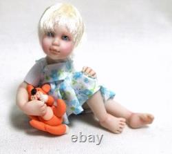 Dolls House Miniature Artisan Carol McBride GIRL CHILD ORANGE BEAR