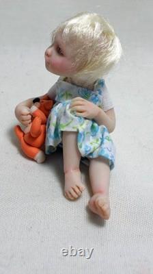Dolls House Miniature Artisan Carol McBride GIRL CHILD ORANGE BEAR