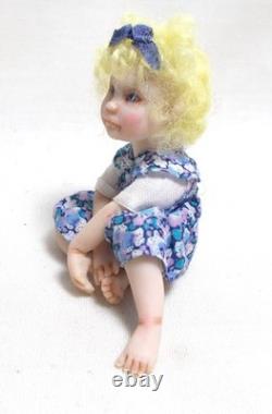 Dolls House Miniature Artisan Carol McBride GIRL CHILD PURPLE BOW