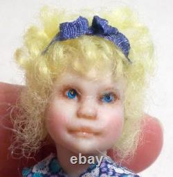 Dolls House Miniature Artisan Carol McBride GIRL CHILD PURPLE BOW