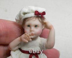 Dolls House Miniature Artisan Carol McBride GIRL CHILD WITH HAT