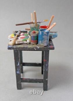 Dolls House Miniature Artist Painter's stool by Alexandra Cantatore of Italy