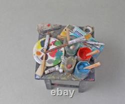 Dolls House Miniature Artist Painter's stool by Alexandra Cantatore of Italy