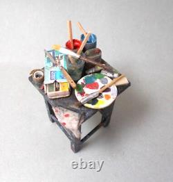 Dolls House Miniature Artist Painter's stool by Alexandra Cantatore of Italy
