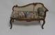 Dolls House Miniature Cane Style Dark Walnut Chaise Figural Antique Petit Point