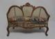 Dolls House Miniature Cane Style Dark Walnut Sofa Figural Antique Petit Point